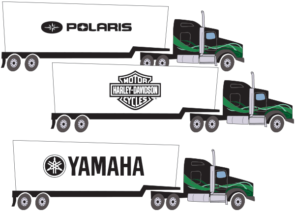 Some of Big Freights Client's; Harley Davidson, Polaris and Yamaha