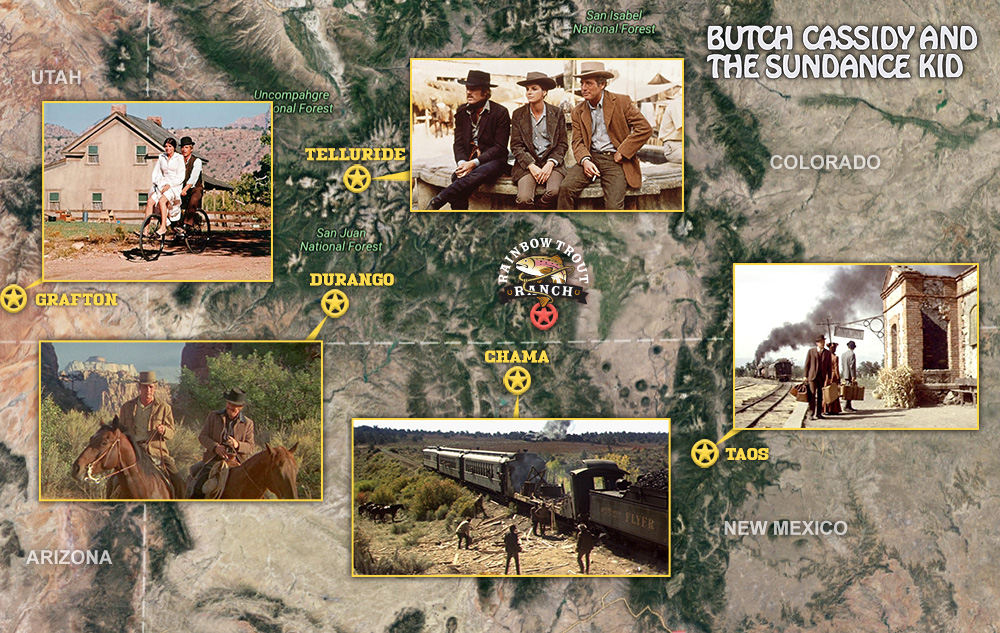 Butch Cassidy & the Sundance Kid Movie Scene Locations near Rainbow Trout Ranch