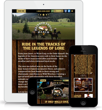 Rainbow Trout Ranch website shown on multiple devices